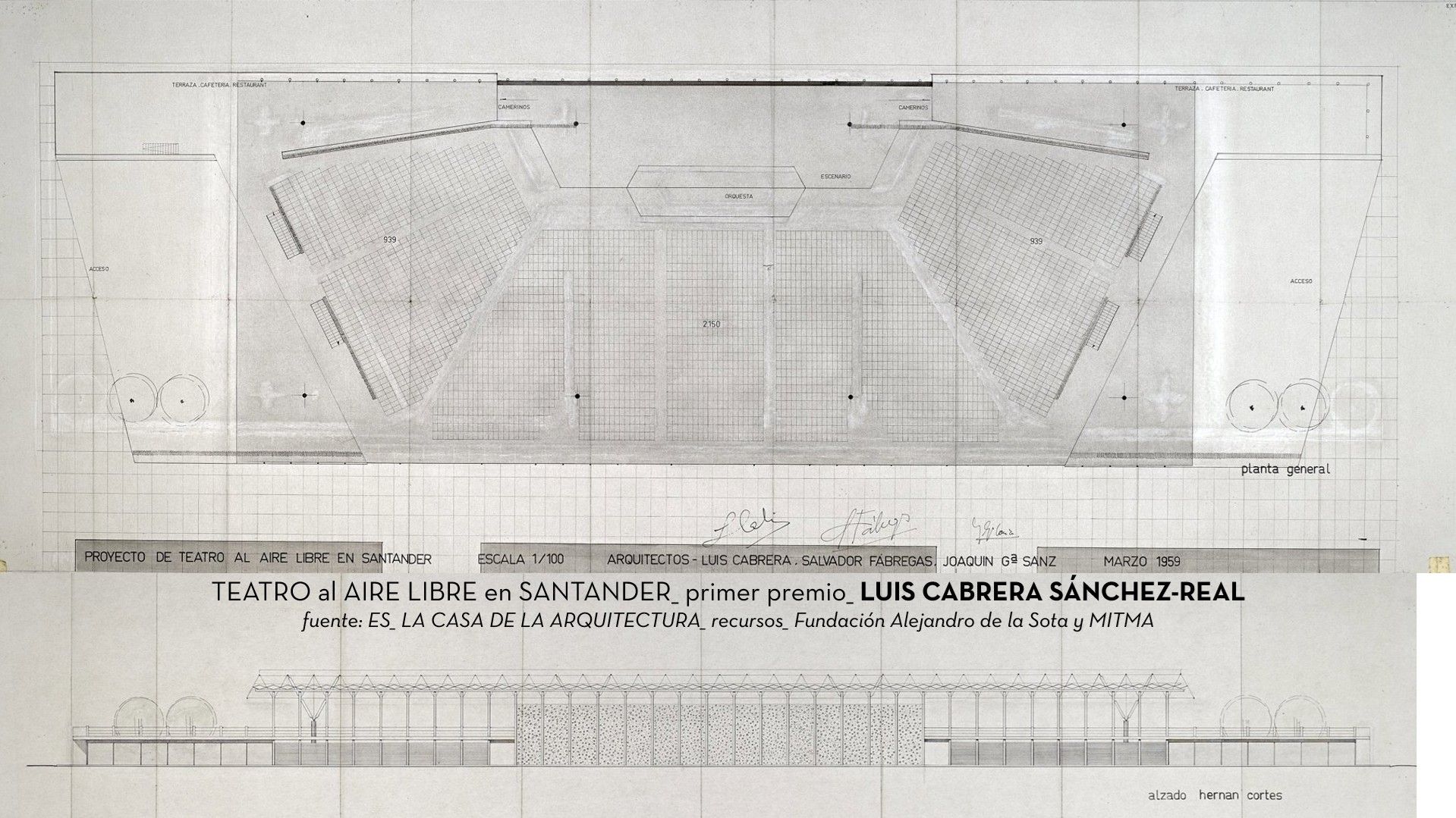 Plano general de planta del proyecto ganador. 'Teatro al aire libre', disdeño de Luis Cabrera Sánchez-Real