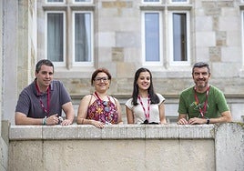 Jorge Piedrafita (Huesca) , Mª Ángeles Casiano (Alemania) , Cristina Rodríguez (Cádiz) y Germán Avilés (Málaga) alumnos del Aula de Oratoria.