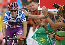 Ángel Madrazo, con el maillot de la montaña de La Vuelta.