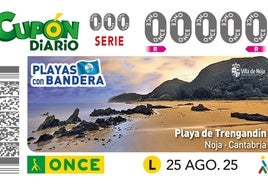 Imagen del cupón de la ONCE con la playa de Noja.