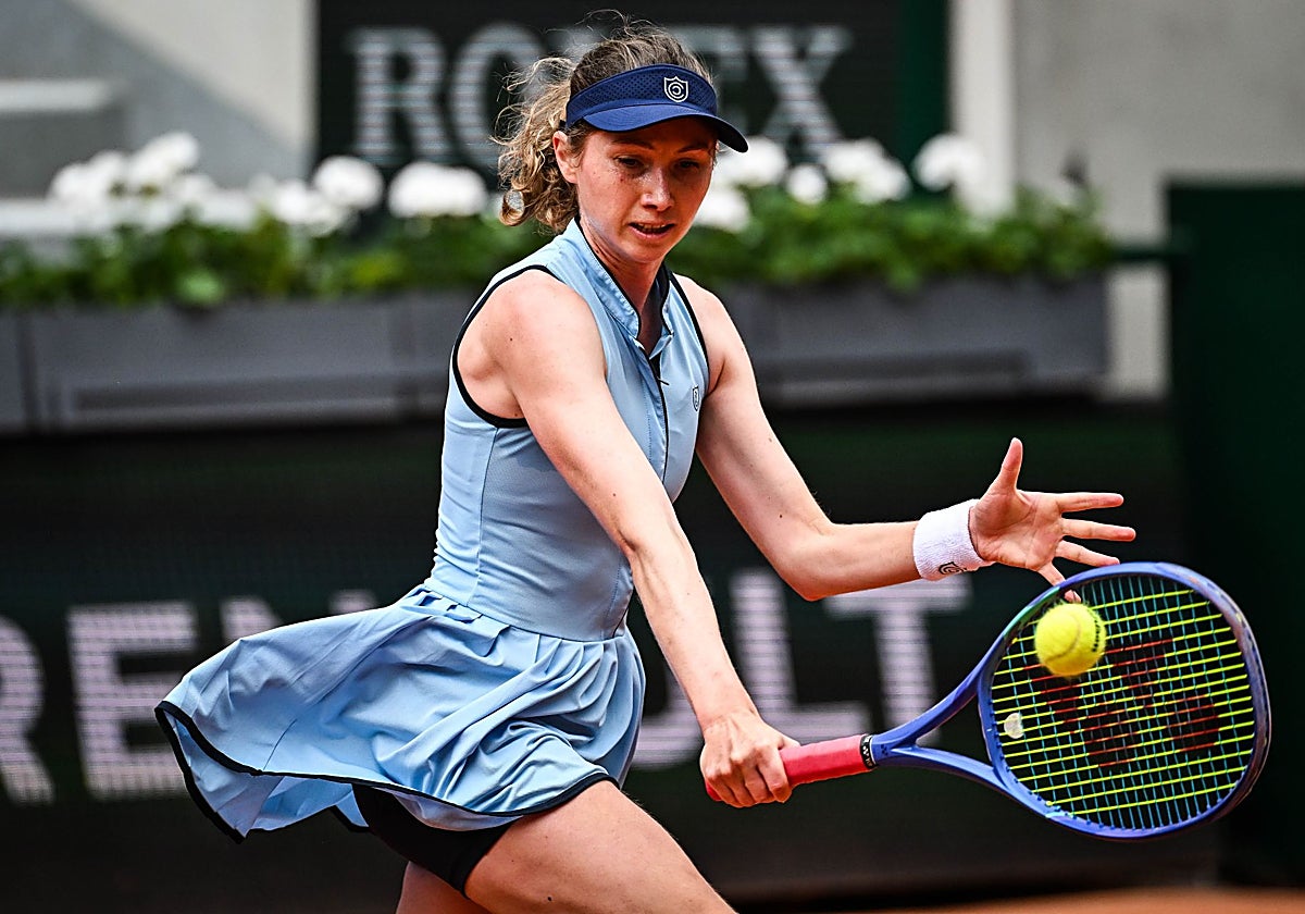 Cristina Bucsa, durante su participación en el Roland Garros.