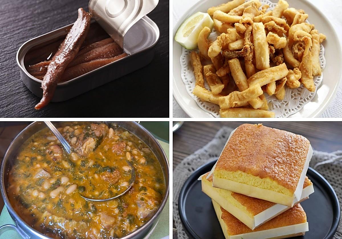 Anchoas, rabas, cocido montañés y sobaos son algunas de las comidas tradicionales típicas de Cantabria.