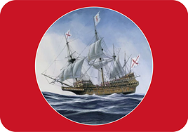 Galeón del siglo XVII en una pintura de Carlos Parrilla.