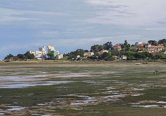 El mar ha dejado al descubierto gran parte de la superficie de la bahía santanderina..