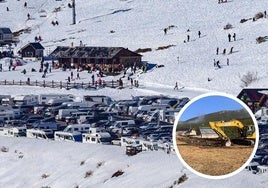 Autocaravanas en Alto Campoo, colapsando el aparcamiento principal la pasada temporada de esquí.