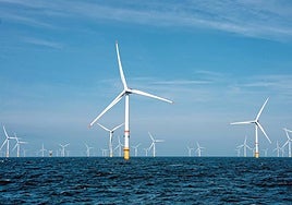 Parque eólico instalado en el mar.