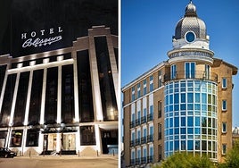 Fachada principal del Hotel Coliseum, en el centro de Santander. Hotel Río, en El Sardinero.