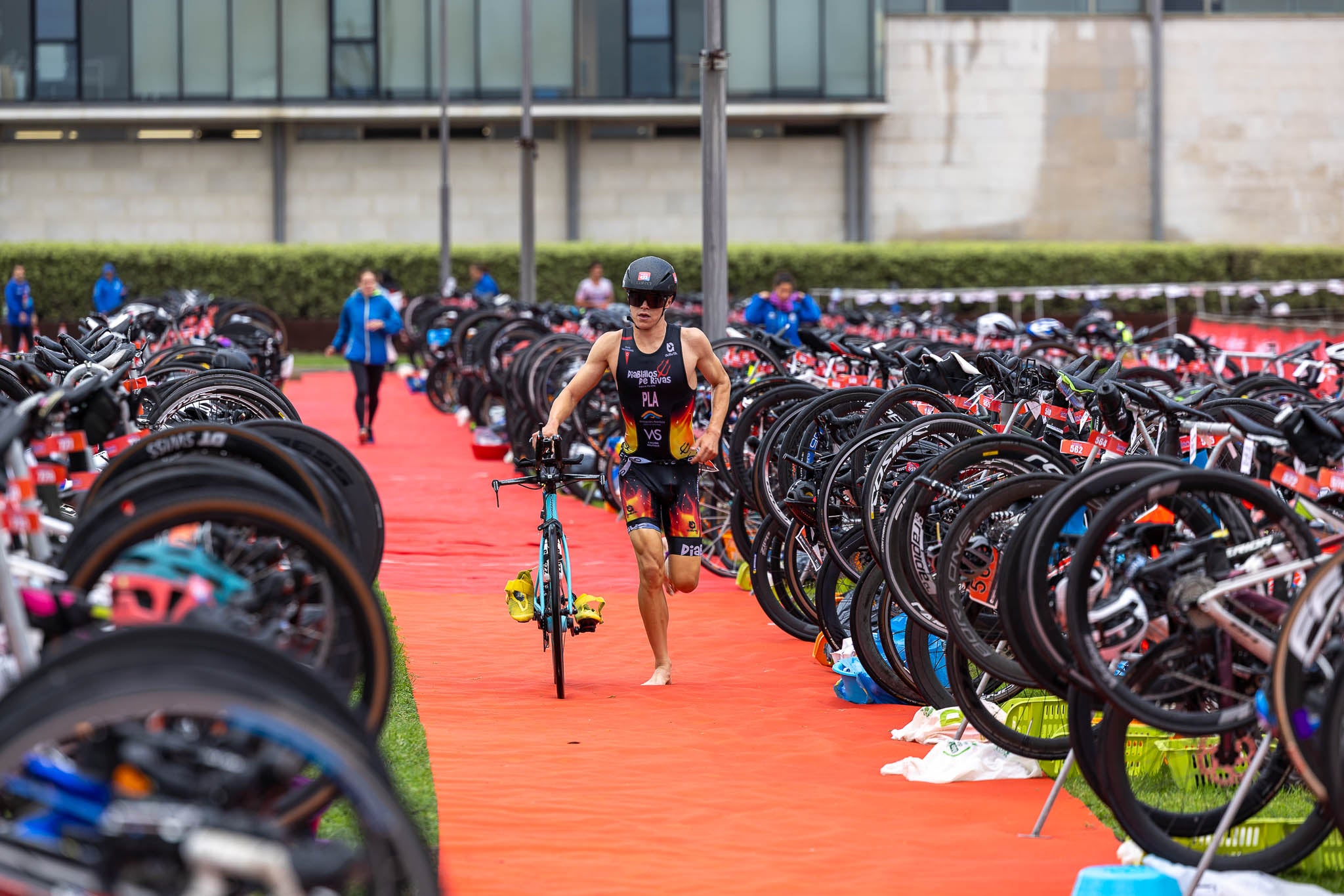 Parque para la transición a la carrera ciclista.