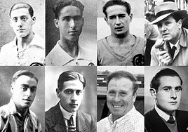 De izquierda a derecha: Chaves, Torón, Gacituaga y Langarita. Abajo: Ibarra, Roberto Álvarez, Abel y Solís Cagigal.