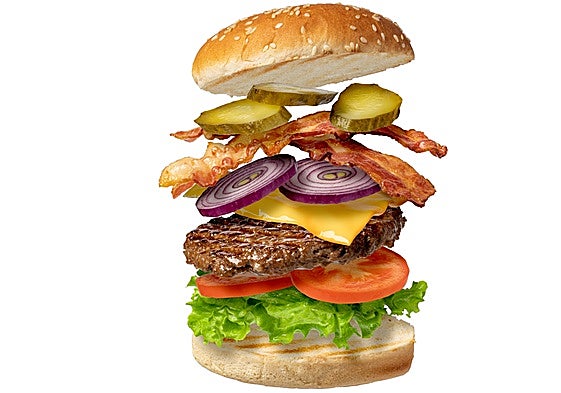 La hamburguesa y sus componentes.