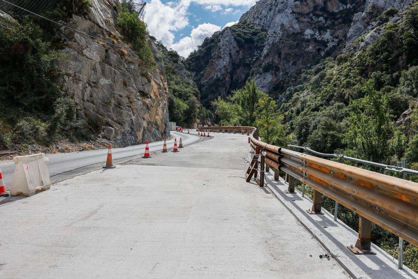 Las barreras quitamiedos están integradas con el paisaje.