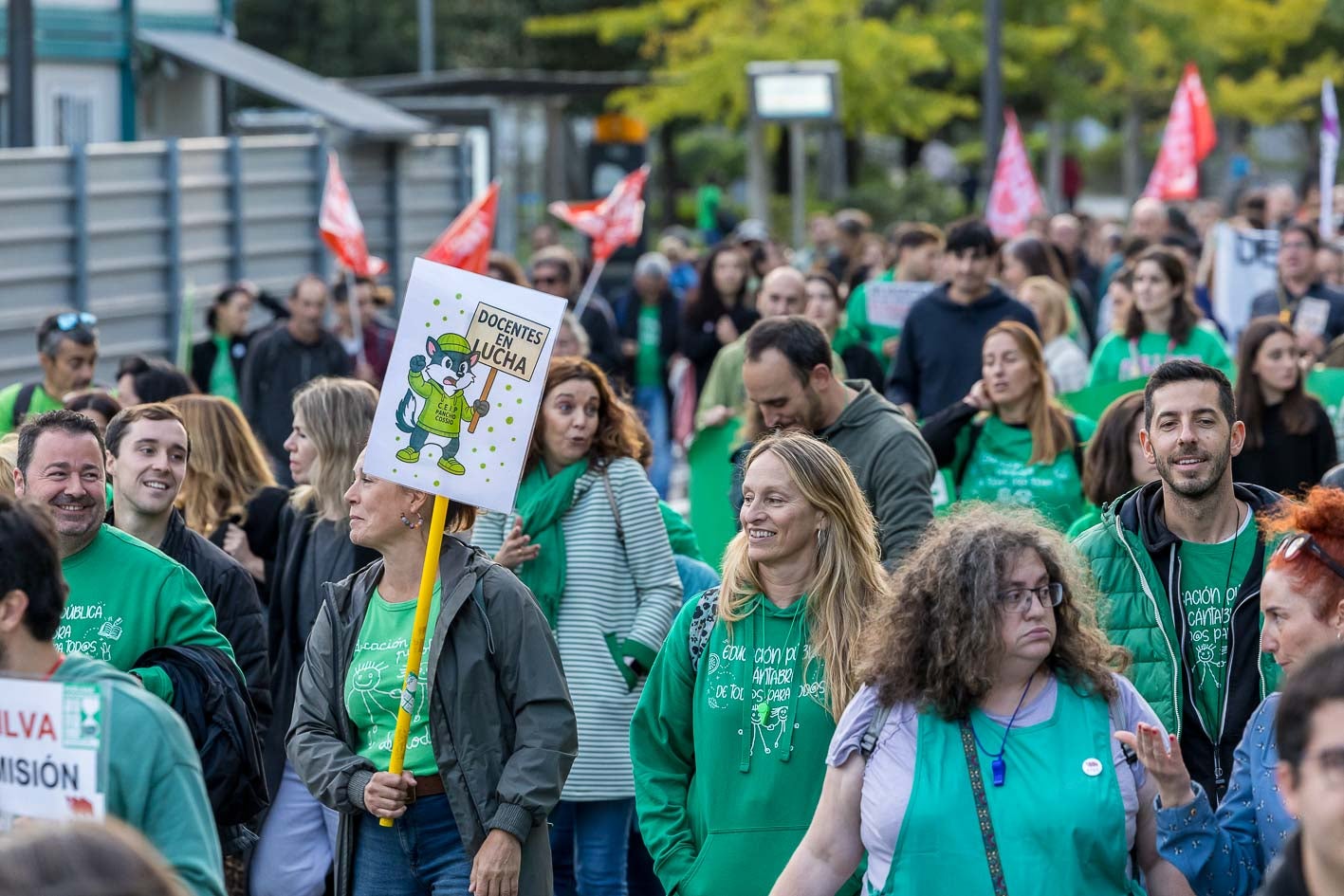 Otro momento de la multitudinaria manifestación en la que el verde volvió a ser el color estrella.