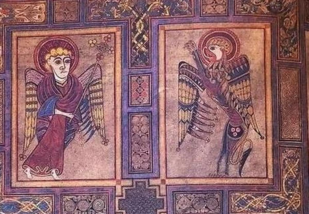 Una de las ilustraciones del Libro de Kells, pieza bibliográfica de referencia en el mundo anglosajón.