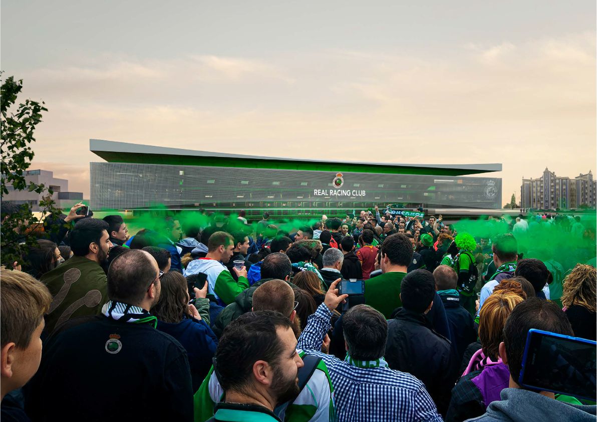 El club recrea una 'fan zone' los días de partido frente a la fachada principal, ubicada en la zona oeste del estadio.