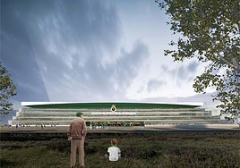 Vista de los Campos de Sport (zona este) desde la nueva plaza pública contemplada en el anteproyecto que conecta el estadio con el Parque de Mesones