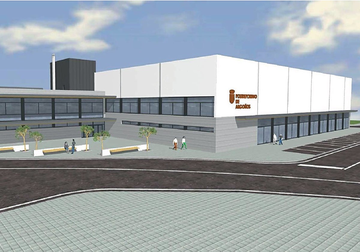 Recreación del futuro polideportivo Argoños.