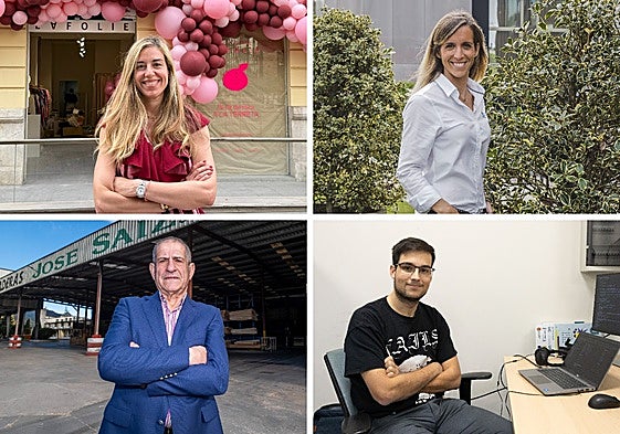 De arriba abajo y de izquierda a derecha: Paula Martínez (Emprendedora del año); Natalia Alciturri (Mujer emprendedora); José Saiz (Premio trayectoria); y Diego Rosich (Premio intraemprendimiento).