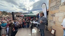 Jorge Sanz, durante su discurso tras ser nombrado Alubiero Mayor.