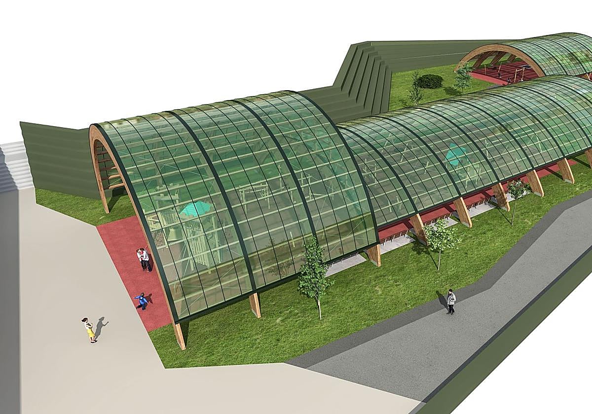 Recreación de la cubierta del parque infantil de Las Llamas.