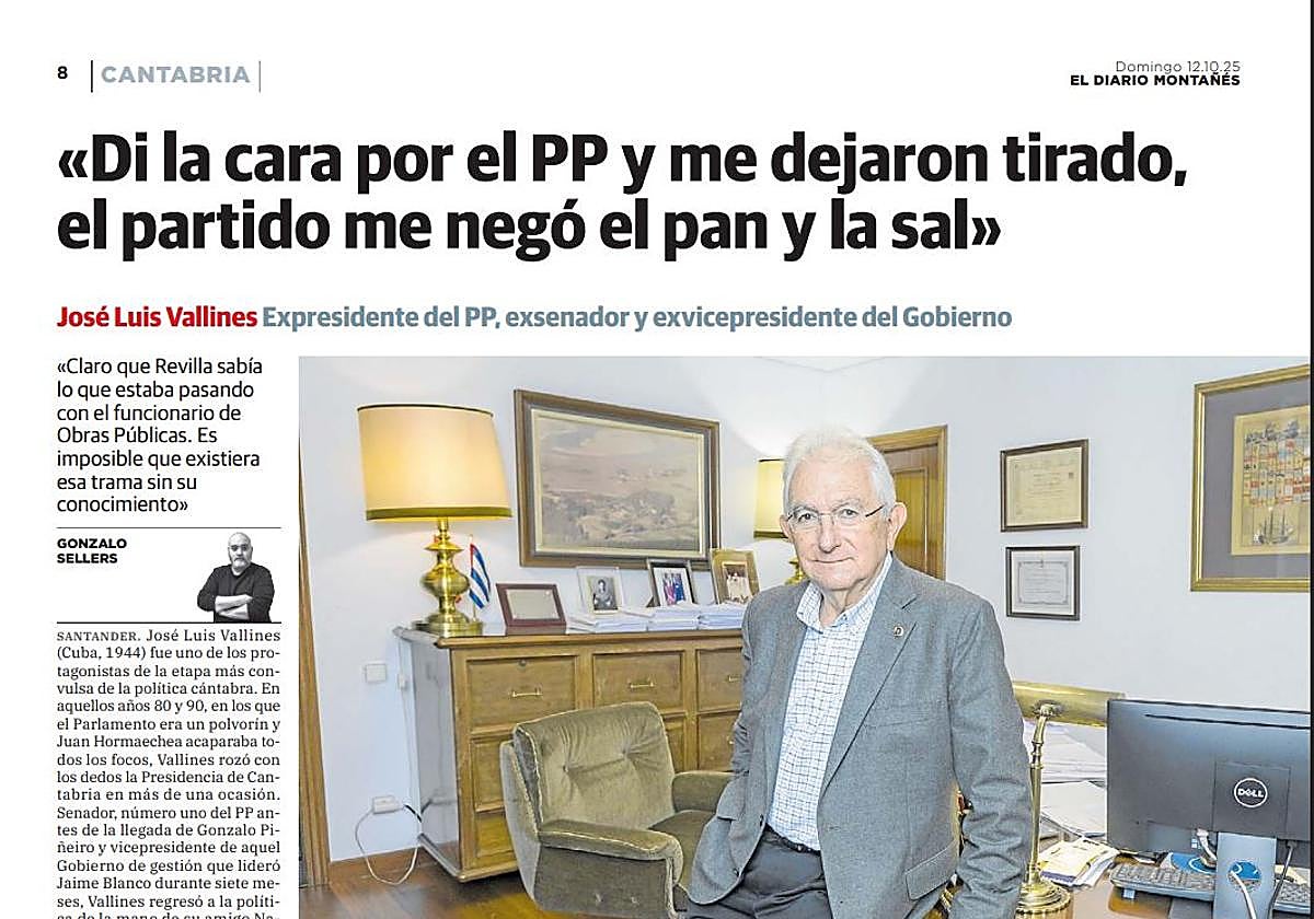 Entrevista en El Diario Montañés. José Luis Vallines hizo las declaraciones en la entrevista publicada por este periódico el pasado 12 de octubre.