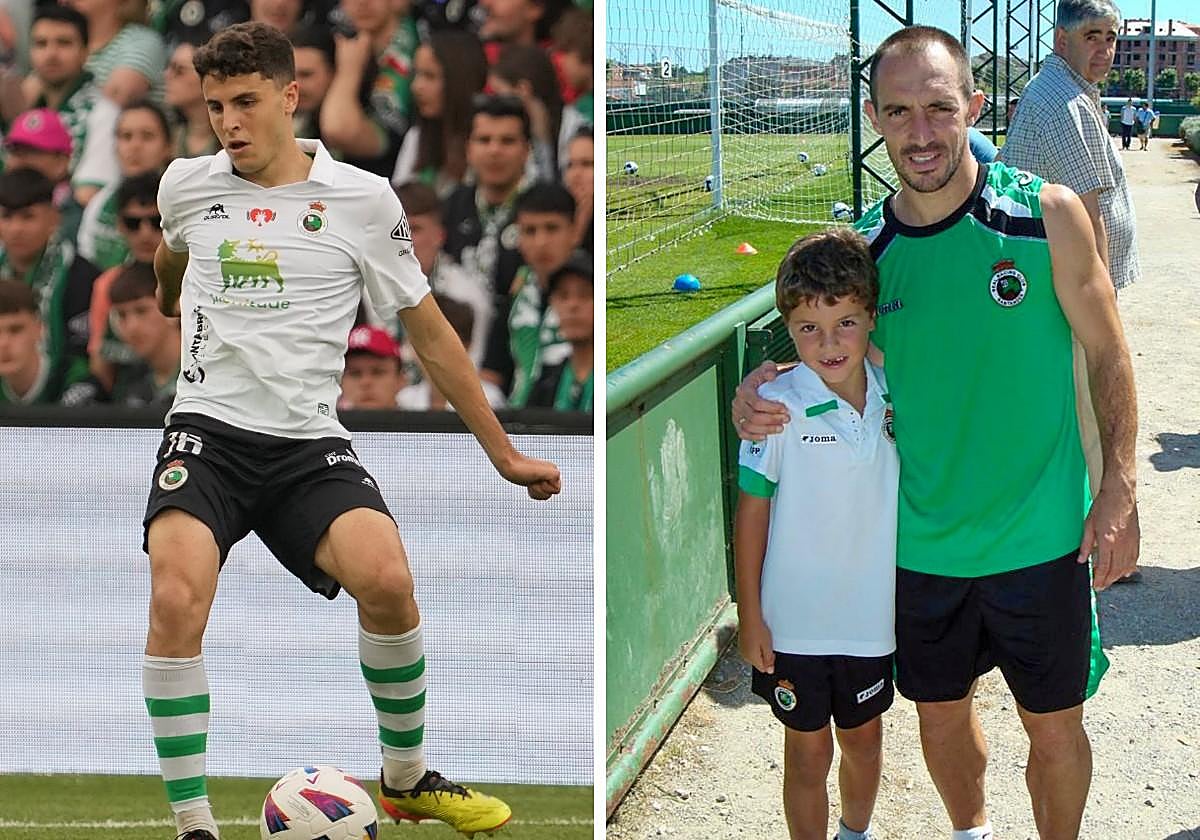 Iván Morante, durante su etapa en el Racing. A la derecha, con Gonzalo Colsa y Pedro Munitis siendo aún un niño.