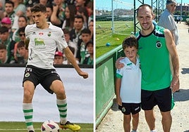 Iván Morante, durante su etapa en el Racing. A la derecha, con Gonzalo Colsa y Pedro Munitis siendo aún un niño.