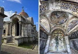 Exterior e interior del panteón de la familia Pardo, en el cementerio de Ciriego