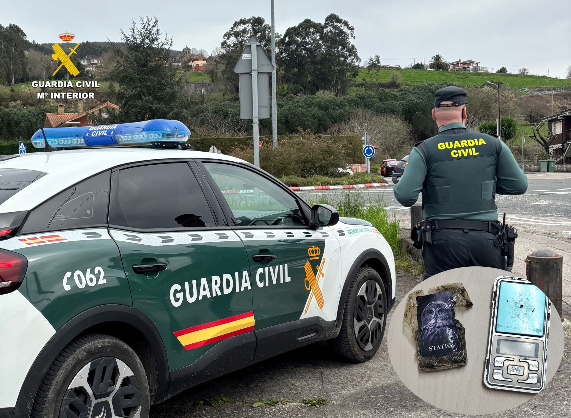 La patrulla de Seguridad Ciudadana intervino media tableta de hachís y una báscula de precisión.