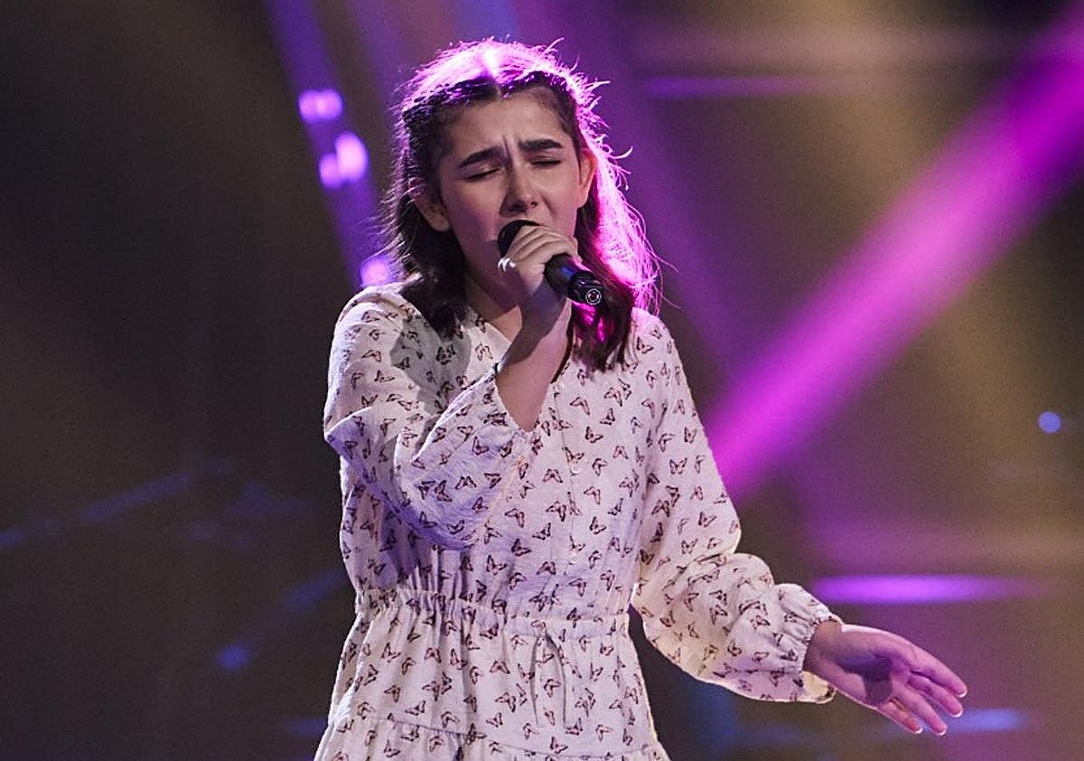 Lucía Arias , durante una de sus actuaciones en La Voz Kids.
