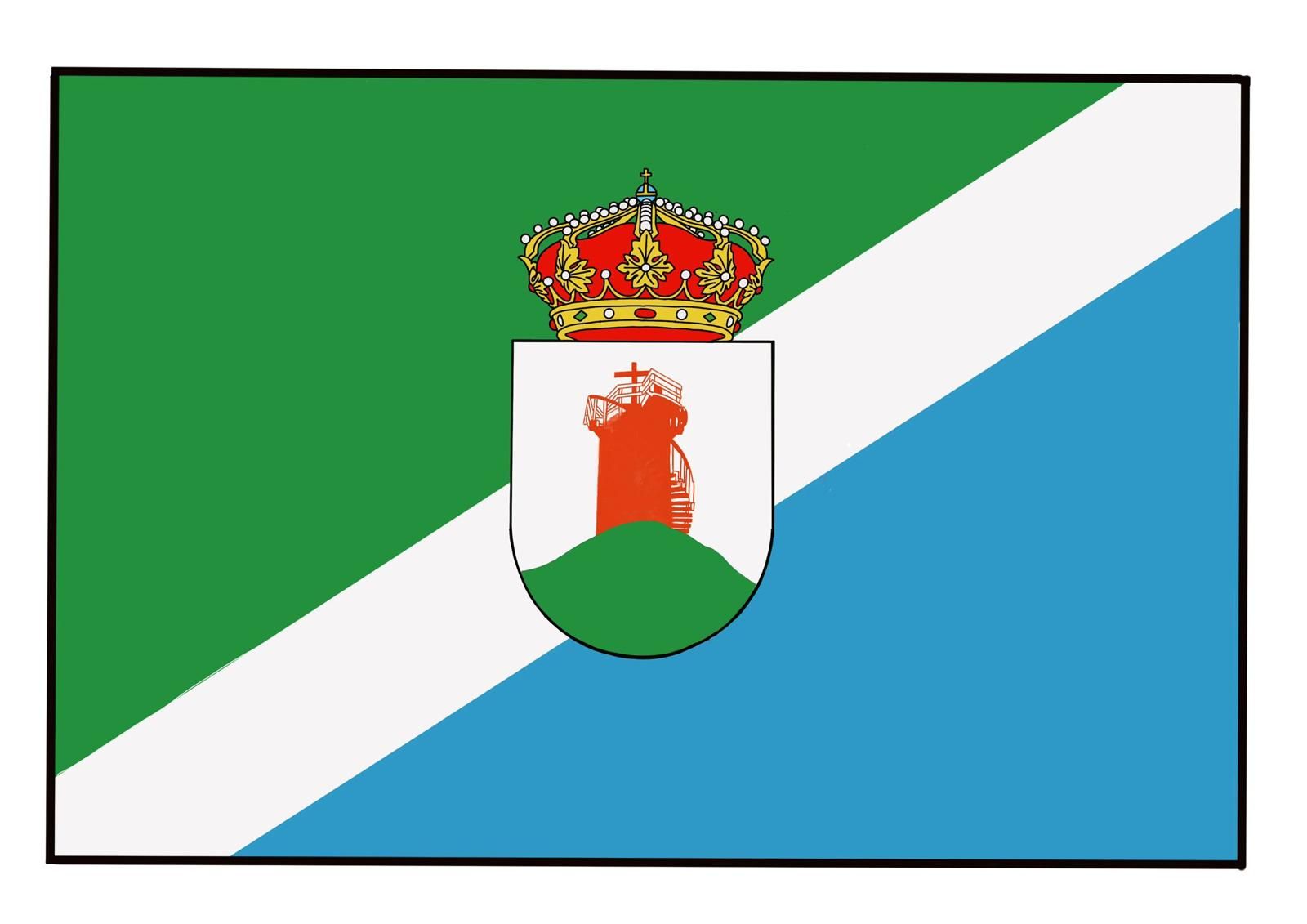 La nueva bandera de la Junta Vecinal de Arnuero con el escudo.