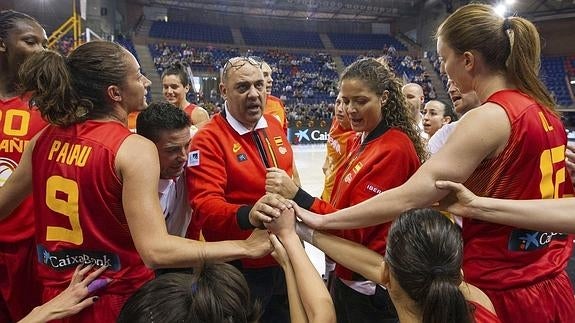 Imagen de un partido de la selección española de baloncesto femenino. 