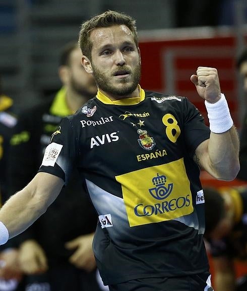 Víctor Tomás celebra un gol. 