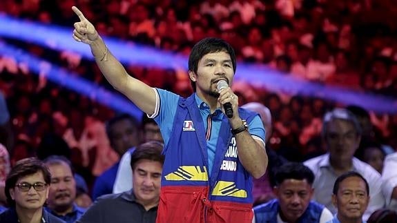 Pacquiao, durante un acto de la campaña. 