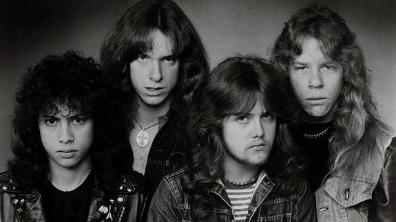 Unos jóvenes Metallica: de izquierda a derecha, Hammett, Burton, Ulrich y Hetfield.