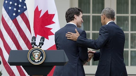 Barack Obama y Justin Trudeau en la Casa Blanca.