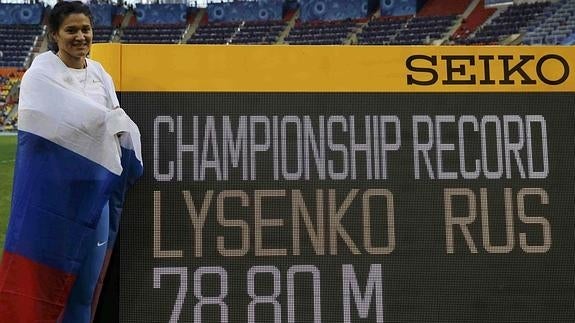 Tatyana Lysenko, en un campeonato de 2013. 