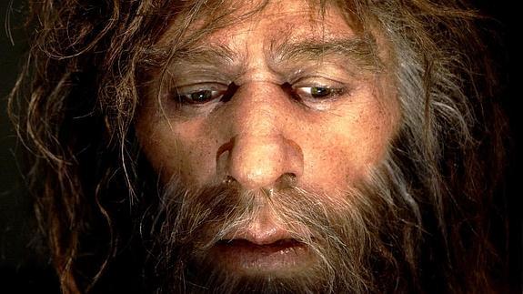 Reproducción de un hombre de Neandertal.