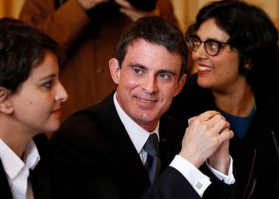 Manuel Valls, durante una reunión con líderes estudiantiles. 