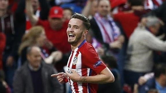 Saúl celebra su golazo al Bayern. 