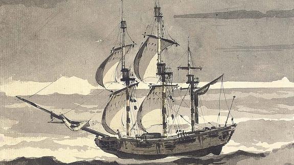 Reproducción de un navío de la expedición del explorador James Cook.