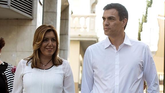 Susana Díaz y Pedro Sánchez, en Granada.