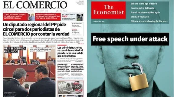 Las portadas de 'El Comercio' y 'The Economist'.
