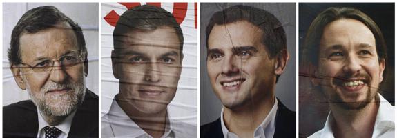 Mariano Rajoy, Pedro Sánchez, Albert Rivera y Pablo Iglesias.