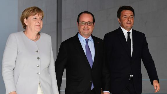 Merkel, Hollande y Renzi. 