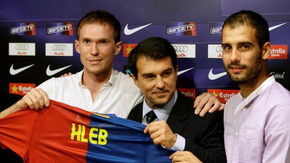 Hleb, durante su presentación en 2008. 