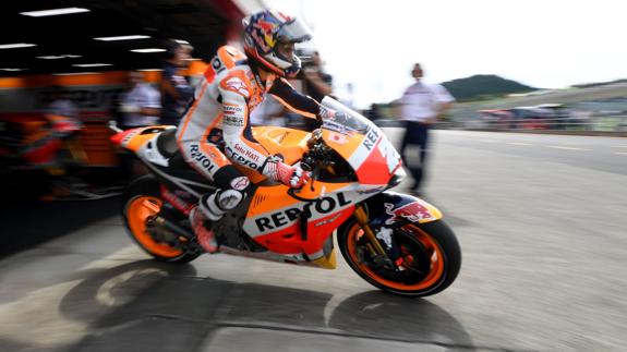 Dani Pedrosa, antes de sufrir la caída en Motegi.