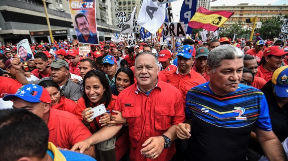 Diosdado Cabello, durante una concentración chavista en Caracas.