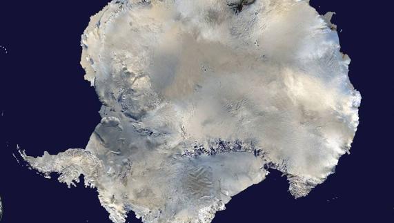 Vista de satélite de la Antártida. 