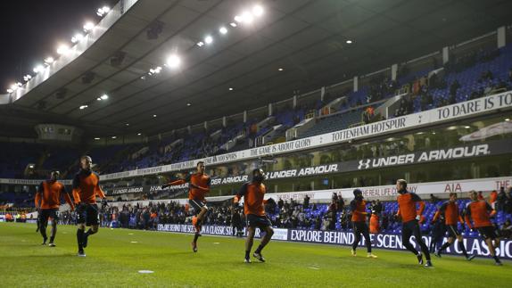 Jugadores del Tottenham antes de un partido. 