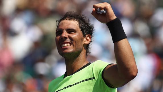 Nadal festeja su victoria ante Fognini. 